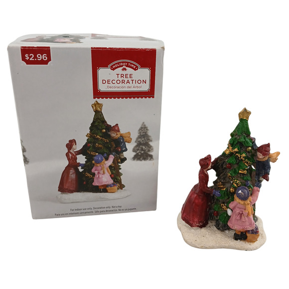 Holiday Time Victorian Family Decorating Christmas Tree Figurine 3.5" w/ Box - Picture 2 of 10